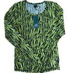 Wild Fable NWT Neon Lime Green Sheer Zebra Print Mesh Long Sleeve Top π₯ Photo 0