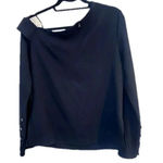 Tibi  Asymmetrical Top Black Pullover One Shoulder Long Sleeve Button Women’s 6 Photo 1