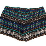 Lucky Brand Embroidered Sequin Shorts S Black Mid Rise Zip Rhinestones Cotton Photo 2