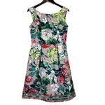 Adrianna Papell Floral Stained Glass Dress Tea Length Sleeveless Pockets Size 8 Photo 2