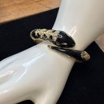 Gold & Black Snake Hinged Bangle Bracelet With Rhinestone Embellishment Photo 0