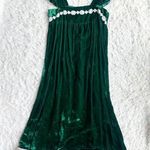 None Vintage 60's Deep Emerald Velvet Empire Waist Dress Photo 0