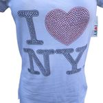 NWT I Heart NY Tee, Women's Size L, Beaded, White, Short Sleeve, V Photo 6