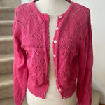 Lilly Pulitzer Vintage  White Label Hot Pink Crochet Knit Button Front Cardigan Photo 0