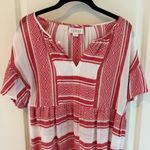 Velvet By Graham And Spencer Janaye Island Jacquard Ruffle Red & White Dress | S Photo 4