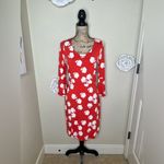 Boden Miriam Dress in Reddish Orange Floral Print with Bell Sleeves Sz 8L Red Photo 1
