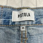 Pistola Women's Frayed Hem Jean Shorts - Light Blue, Distressed Shorts, Button Photo 1
