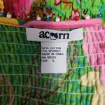 Acorn Green Pink Floral Hibiscus Smocked Beaded Tank Size Large Photo 6