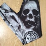 B86 Womens Yakuza F¥CK SOCIETY Skull 💀 Print Leggings Size Xs Black Photo 5