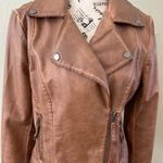 Max Studio Faux Leather Jacket Size M Brown Half Zip Moto Crop Rock Edgy Photo 1