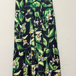 EXPRESS Black Tropical Floral Tiered Maxi Dress Tie Straps Size XS Pockets Photo 0