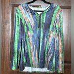 None Women’s Zip Front Long Sleeve Multicolor Blouse Shirt Top Size Large Photo 1