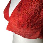 Aerie  Desert Lace Racerback Bralette Rust Red Orange Lace Lined Sz Med Wireless Photo 2