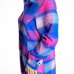 Columbia Omni Wick Button Down Pink Blue Plaid Logo Shirt Long Sleeve Photo 2