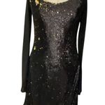 LaRok Black and Gold Bodycon Sequin Long Sleeve Dress Size SMALL Photo 2