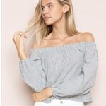 Brandy Melville Womens Long Sleeve Theia Off The Shoulder Striped Top Photo 5