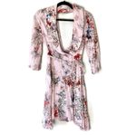 Gimmicks by BKE Gimmicks Pink Floral Cut-Out Convertible Faux Fur Collar Size Medium Photo 1