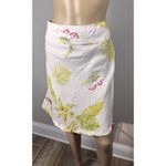 John Paul Richard Tropical Pure Linen Skirt Sz 14 Leaves Hibiscus Beach Umbrella Photo 4