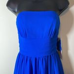 David's Bridal David’s Bridal Bright Blue Short Strapless Pleated‎ Dress Size 4 Photo 1