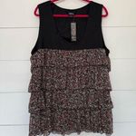 Unique spectrum Women’s 3X Floral Ruffle Tiered Plus Size Tank Dark Romantic Photo 0