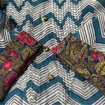 Roberta Roller Rabbit XL Teal Blue White Black Chevron Stripe Henley Cover Up Photo 4