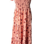 Anthropologie Daily Practice Cotton Tiered Floral Maxi Dress M Pink Size M Photo 0