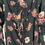 Nasty Gal  Floral Ruched Skater Dress Black Cutout size 6 Long Sleeves NWT Photo 5
