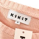 Kikit Cable Cotton Knit Fringe Sleeve Crew Neck Sweater S NWT Photo 4