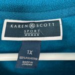 Karen Scott sport 1X Teal Fleece Vest plus size pockets zip up outdoor athletic Blue Photo 8
