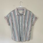 Lucky Brand  Women's Pastel Striped Button Down Workwear Shirt Size Large Photo 3