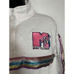MTV 1/4 Zip Cropped Sweatshirt size small Silver Photo 6