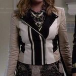 BCBGMAXAZRIA Erin Color Blocked Moto Jacket Blazer BEIGE/BLACK Size S NEW Photo 2