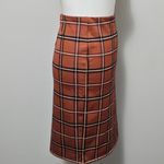 LOFT Outlet Orange & Brown Windowpane Plaid Aline Skirt Size Large Academia Photo 3