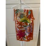 Binoux Terner Floral Silk Scarf Orange Pink Blue Green Women's Accessory Photo 2