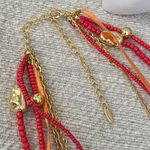 Nordstrom Six Tier Boho Necklace and Earrings Gold Coins Seed Bead Gold Chain Photo 2