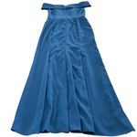 Dessy Collection Dress Womens 14 Dusk‎ Blue Off Shoulder Notch Trumpet Gown 3038 Photo 2
