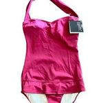 Shape FX Tummy Control Burgundy One Piece Halter Swimsuit size 8 NWT Red Photo 0
