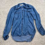 Michael Michael Kors Chambray Zip Front Utility Shirt Womens Size 4 Blue Photo 0