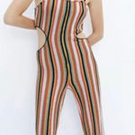 ZARA Terrycloth Cut Out Stripped Knit Jumpsuit Photo 0