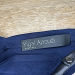 Yigal Azrouel Women’s 4 Top Silk Lambs Leather Navy Blue Open Back Halter Photo 5