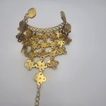Belly Dancer Gold Tone Coin Cuff Bracelet & Attached Ring Photo 3