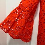 J.Crew  Bell-sleeve Dress Embroidered Eyelet in Brillant Sunset, Size 00, NWT Photo 8