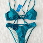 Cupshe NWT  Teal Shimmer Bikini Set Size Small Photo 0