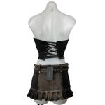 NEW Outcast Wynn Brown Metallic Strapless Bandeau Cutout Mini Denim Dress Sz XS Photo 2