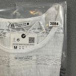 ZARA  Woman Tank Top Knit Top Sleeveless M White Crochet Lace Trim Textured NWT Photo 5