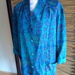 Kathryn Urso L Tropical Blue Paisley Cotton Jacket Size L Photo 0