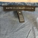 White House | Black Market  blue floral t-shirt, ruching on shoulders, size M EUC Photo 6
