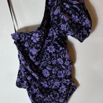 Free People Intimately  One Shoulder Floral Bodysuit Purple Size Medium Photo 0