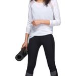 Lululemon If You’re Lucky Black & Heathered Gray Crop Capri Leggings Size 4 Photo 1