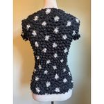 Cache Black White Floral Textured scrunch Top Y2K vintage boho whimsi retro Med Photo 2